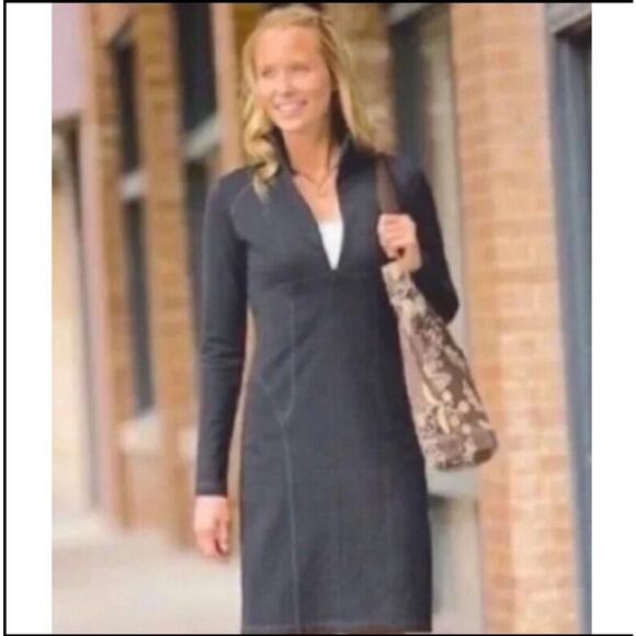 Athleta Cassidy Long Sleeve Half Zip Ponte Knit Dress Charcoal Grey XXS - Picture 3 of 11